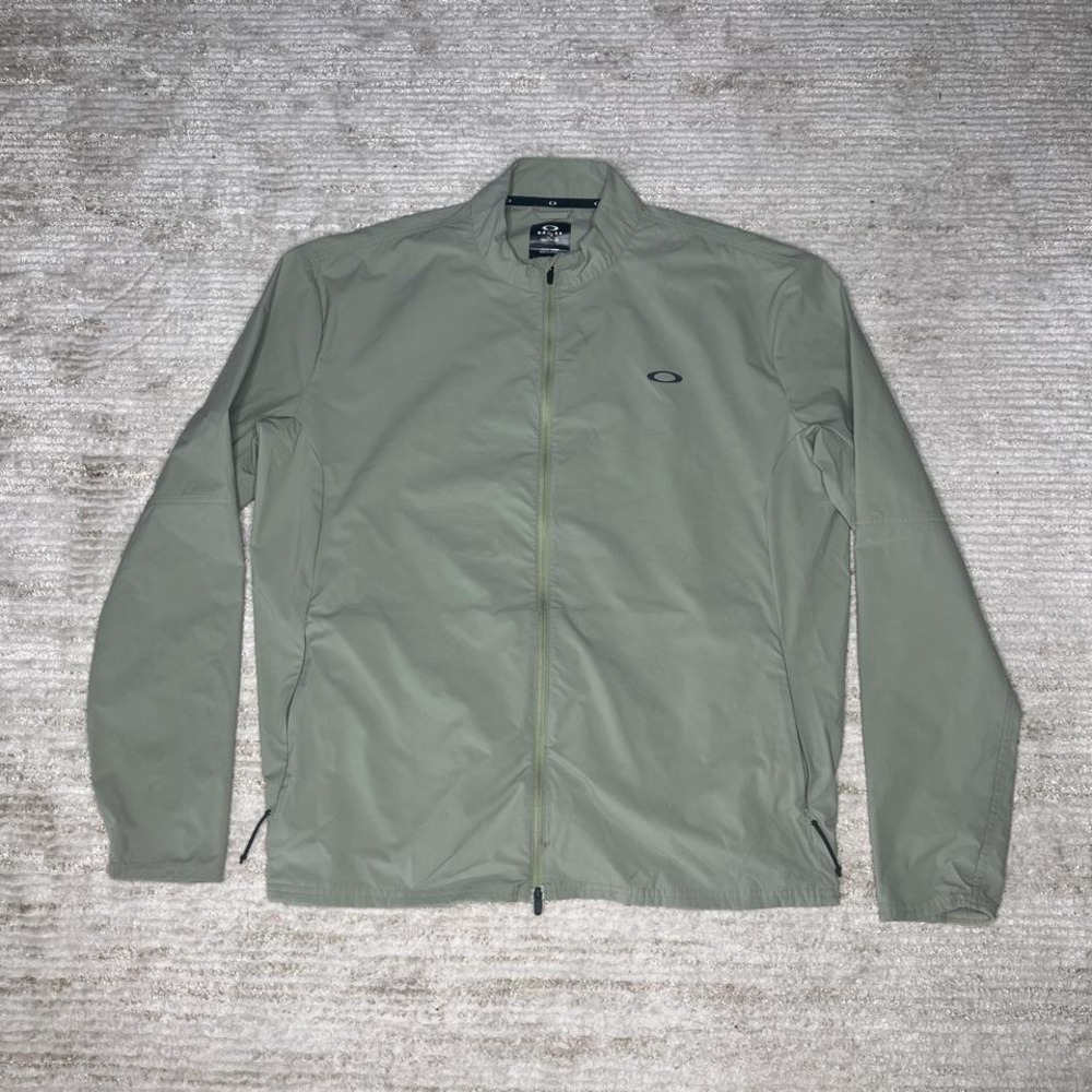 Oakley Running Jacket Mens 2xl Windbreaker Full Zip Light Olive Green Coat